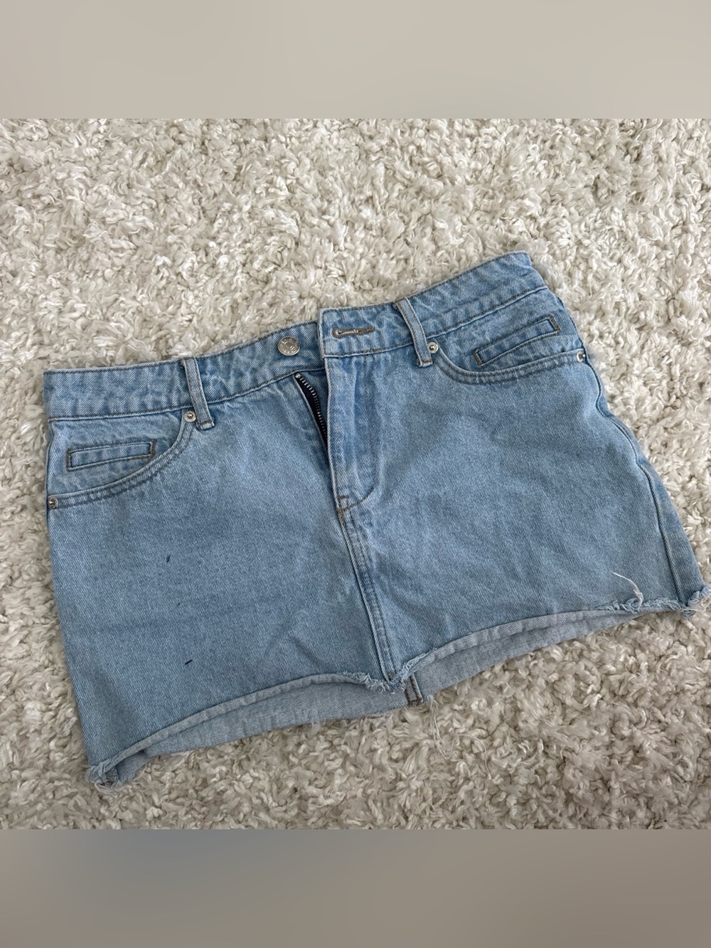 Edikted Light Blue Denim Mini Skirt